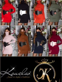 Módní přiléhavé šaty s maskou K7835 - Koucla