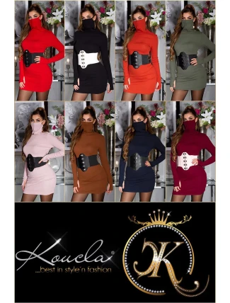 Módní přiléhavé šaty s maskou K7835 - Koucla