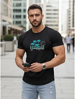 Pánské tričko s potiskem klasické černé FashionStreet NX5020R