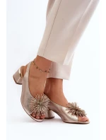 Kožené sandály s ozdobou Laura Messi 2719 Zlaté