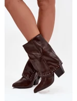 Kovbojky s otočeným límcem a zdobením Vyhřívané hnědé Inessia Kovbojky s otočeným límcem a zdobením Vyhřívané hnědé Inessia
