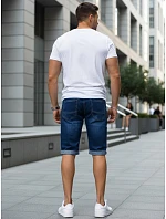 Pánské džínové šortky s ohrnutými nohavicemi tmavě modré FashionStreet SX2614 Pánské džínové šortky s ohrnutými nohavicemi tmavě modré FashionStreet SX2614