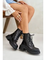 Dámské Zateplené Kožené Boty Černé Goe OO2N4115-W2