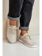 Šněrovací Polobotky Z Přírodní Kůže D&A LR51-645 Béžové