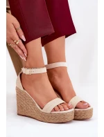 Dámské Sandály Na Klínu S Pletením Béžové Adelio Dámské Sandály Na Klínu S Pletením Béžové Adelio