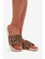 Dámské pantofle na pěnové podrážce s kožešinou Big Star SS274715 Leopardí Béžové