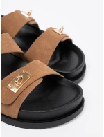 Moderní dámské Jasnobrązowy  nazouváky platforma