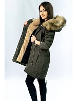 Teplá dámská zimní bunda khaki (w165) Teplá dámská zimní bunda khaki (w165)