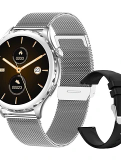 Dámské chytré hodinky Rubicon RNCF02-1 Silver + Black Silicone Strap