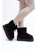 Dámské zavazovací sněžky s hrubou podrážkou černé Loso