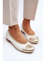 Zazoo 2890 Kožené baleríny bílo-zlaté Zazoo 2890 Kožené baleríny bílo-zlaté