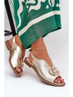 Kožené Sandály Na Plochém Podpatku S Ozdobou Laura Messi 2865 Zlaté