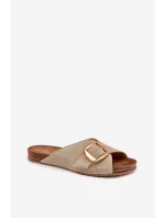 Kožené Pantofle Se Zlatou Sponou Maciejka 07000-22 Pistácie Kožené Pantofle Se Zlatou Sponou Maciejka 07000-22 Pistácie