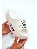 Dámské pěnové pantofle na masivní podrážce s medvídkem, bílá Lamira