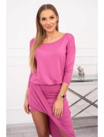 Asymetrické šaty, 3/4 rukávy, růžové Asymetrické šaty, 3/4 rukávy, růžové