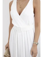 Plisovaná viskózová kombinéza ecru