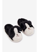 Dětské chlupaté pantofle pejskové černé Farnise