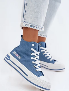 Dámské vysoké tenisky na platformě modré Liline