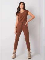 Hnědé dámské úpletové kalhoty typu chino (3589.62)