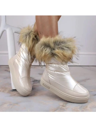 Dámské sněhule INT1924B sněhule na platformě z umělé kožešiny MM274380 Světle béžová - Big Star Dámské sněhule INT1924B sněhule na platformě z umělé kožešiny MM274380 Světle béžová - Big Star