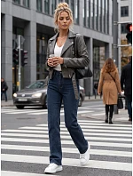 Dámské džíny s širokými nohavicemi a vysokým pasem, tmavě modré, FashionStreet UY3099 Dámské džíny s širokými nohavicemi a vysokým pasem, tmavě modré, FashionStreet UY3099