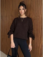 Dámský oversize svetr v čokoládové barvě FashionStreet MY2571 Dámský oversize svetr v čokoládové barvě FashionStreet MY2571