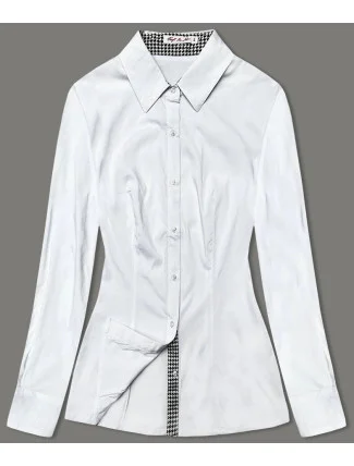 Bílá halenka s pepitovýmii vsadkami (WD16113) Bílá halenka s pepitovýmii vsadkami (WD16113)