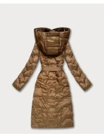 Prošívaný kabát ve velbloudí barvě s páskem Libland (LD-7806)