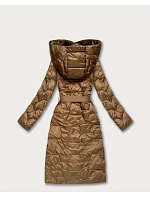 Prošívaný kabát s páskem Libland camel (LD-7806)