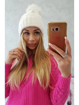 Fleecová kostkovaná čepice K226 bílá