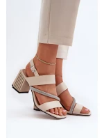 Dámské elegantní sandály na podpatku béžové D&A MR38-549