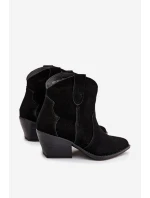 Dámské kovbojské kotníkové boty z přírodní velurové kůže Beretta – černé