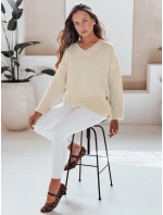Dámský svetr s výstřihem do V VERALIA ecru FashionStreet MY2517