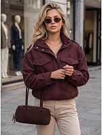 Dámská semišová bomberka v barvě bordó od FashionStreet TY5915 Dámská semišová bomberka v barvě bordó od FashionStreet TY5915