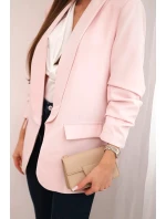 Elegantní sako s klopami pudrově růžové