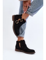 Dámské boty na ploché podrážce s pásky černé Melviana