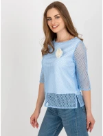 Dámská halenka LK BZ 506642.94 Světle modrá s bílou - Lakerta Dámská halenka LK BZ 506642.94 Světle modrá s bílou - Lakerta