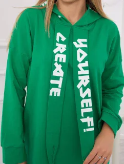 Oversize zelené šaty s kapucí