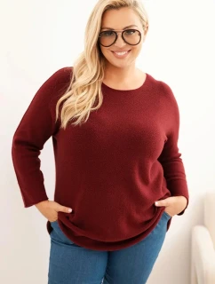 Svetr dámský plus size s lodičkovým výstřihem bordový