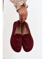 Dámské mokasíny z eko semiše ploché bordové Miryelle
