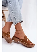 Semišové dámské pantofle Inblu TF0002KU Camel