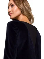 Sametové šaty volného střihu M566 tmavě modré - MOE Sametové šaty volného střihu M566 tmavě modré - MOE