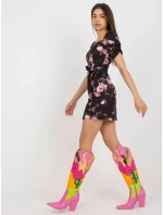 Dámské šaty LK SK 508641.29 Černá s růžovou vzor - FPrice