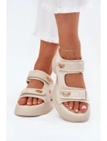 Dámské sandály se zlatými detaily béžové Luvira