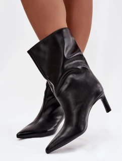 Dámské kotníkové boty na jehlovém podpatku z eko kůže Norell – černé