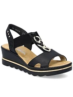 Dámské sandály na podpatku pohodlné černé Rieker 67498-00