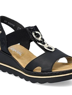 Dámské sandály na podpatku pohodlné černé Rieker 67498-00