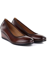 Dámské polobotky na podpatku hnědé Vinceza 58628