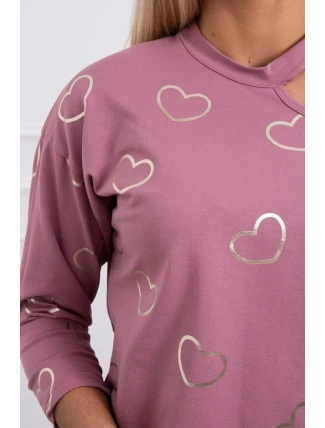 Halenka s potiskem srdce tmavě růžová Halenka s potiskem srdce tmavě růžová