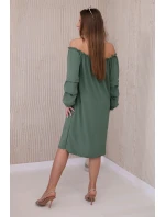 Španělské šaty s ozdobnými rukávy khaki Španělské šaty s ozdobnými rukávy khaki